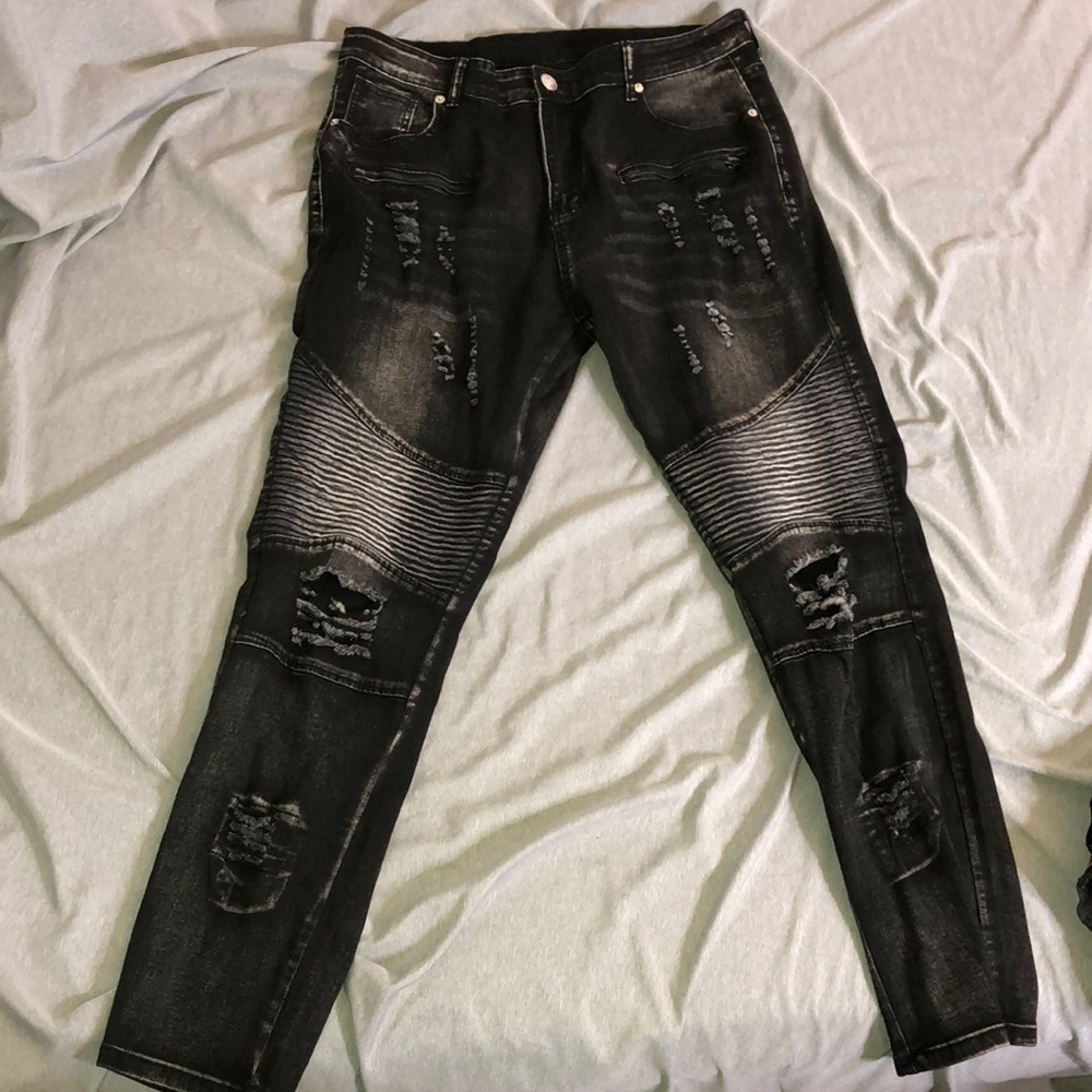 Distressed Gothic Black Denim Jeans | Punk | Goth